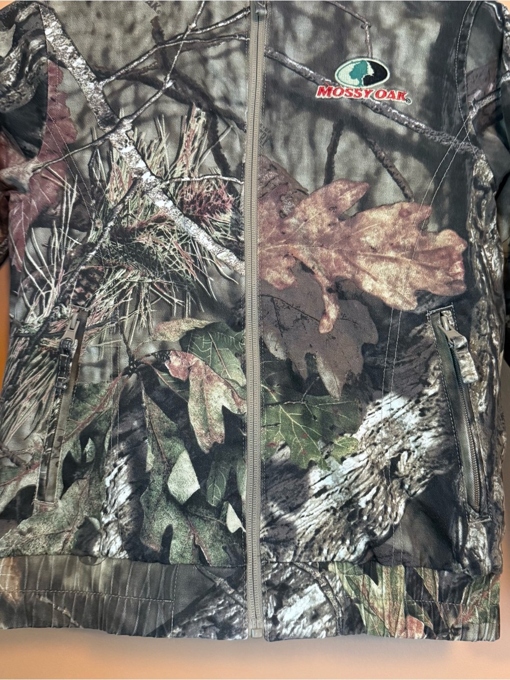 Mossy Oak Boys Size 8 Camo Hooded Hunting Jacket Insulated Full Zip - Picture 2 of 11